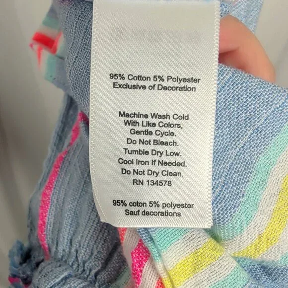 Vineyard Vines Swim Cover Up X Large Maxi Blue Striped Tassels - Picture 10 of 12